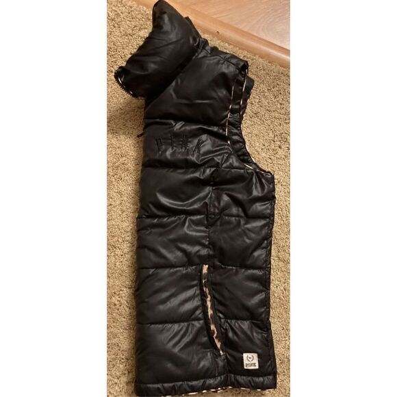 Victoria secretsPink , puffer vest jacket with animal print trim and zip up pock - Picture 12 of 15